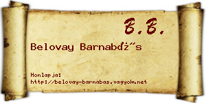 Belovay Barnabás névjegykártya